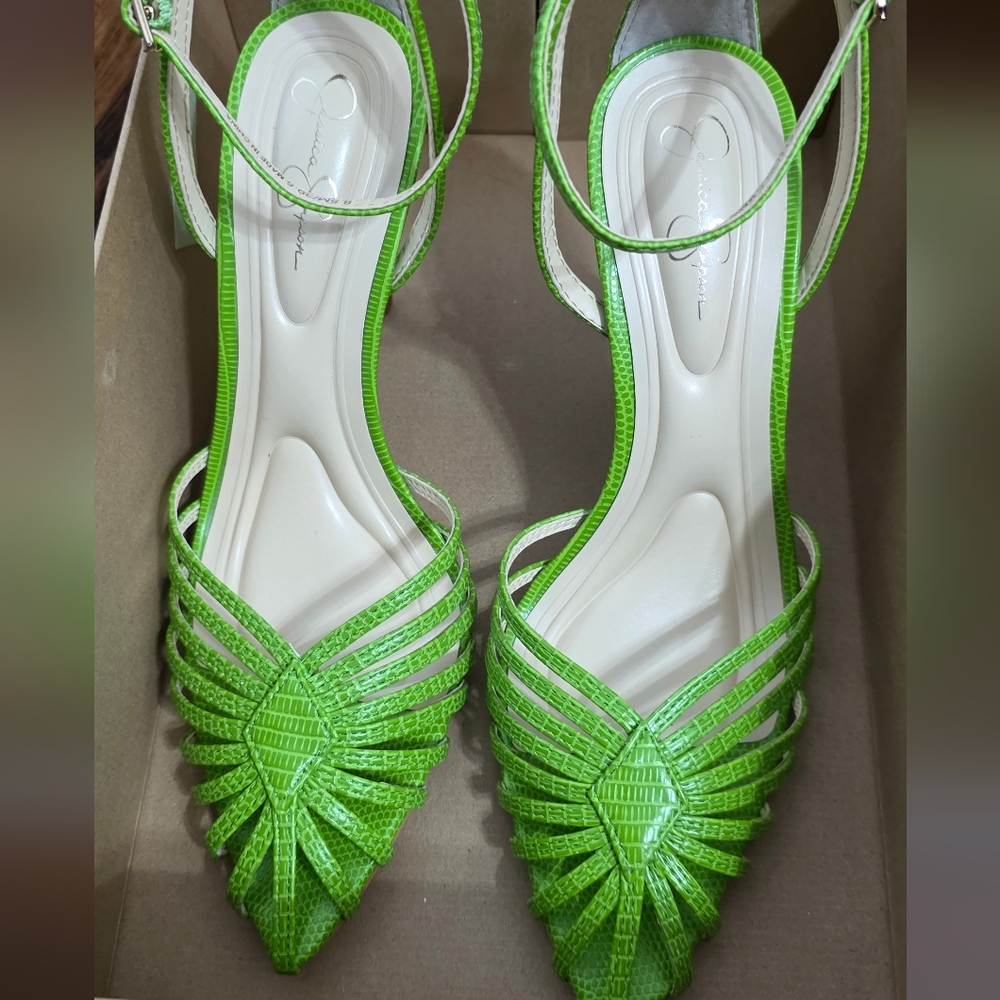 NEW 8.5M Jessica Simpson Lizard Geen Strappy Women's Shoes